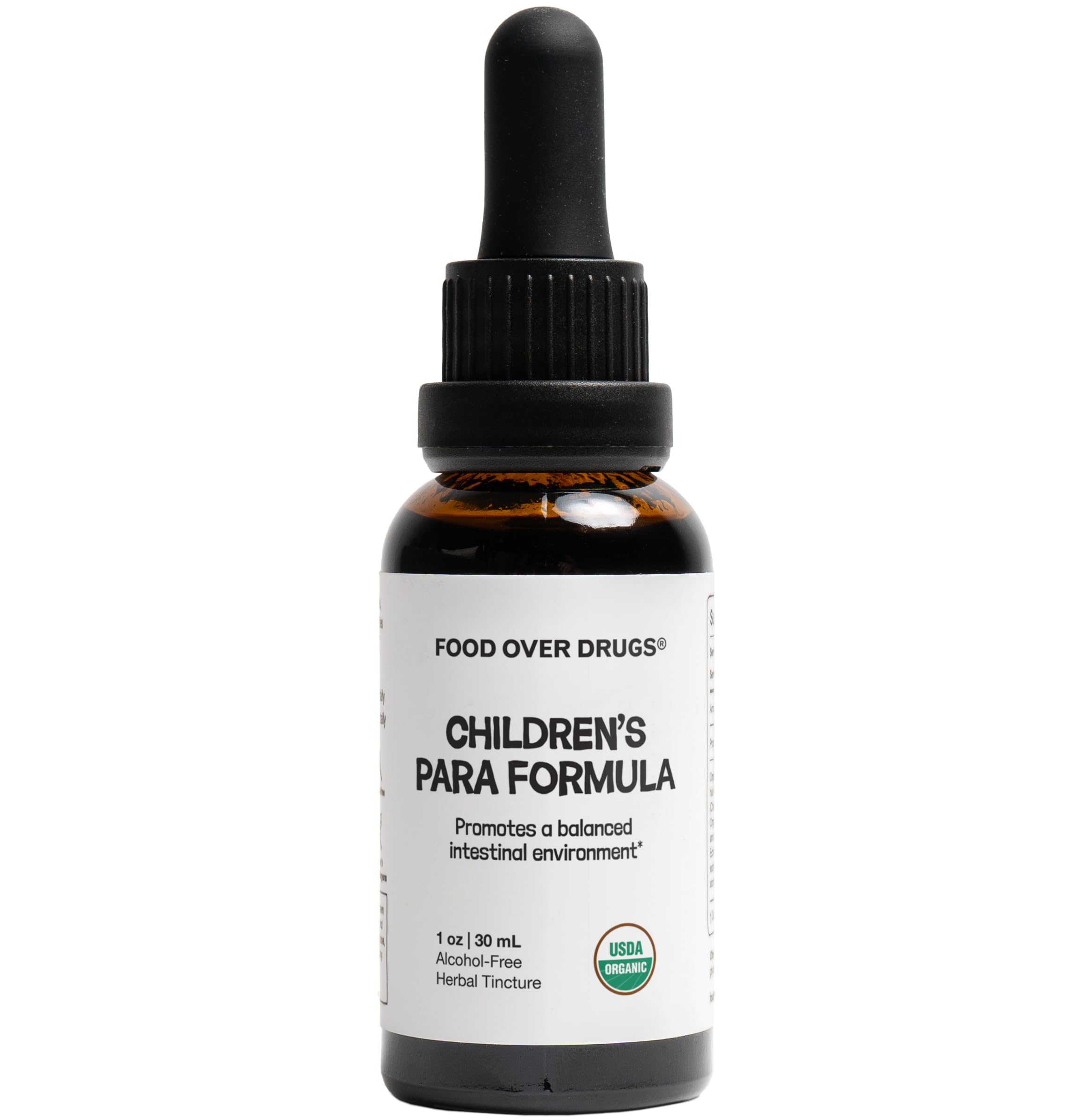 Food Over Drugs Kids para Cleanse Formula, Organic Alcohol-Free Tincture