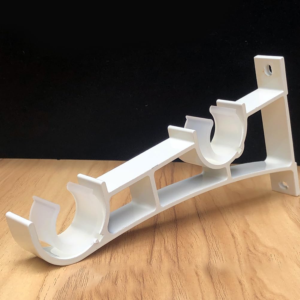 Alipis 4pcs Double Curtain Rod Brackets Support Holders for Wall Mount Versatile Drapery Rod Hooks Easy Installation and Strong Base