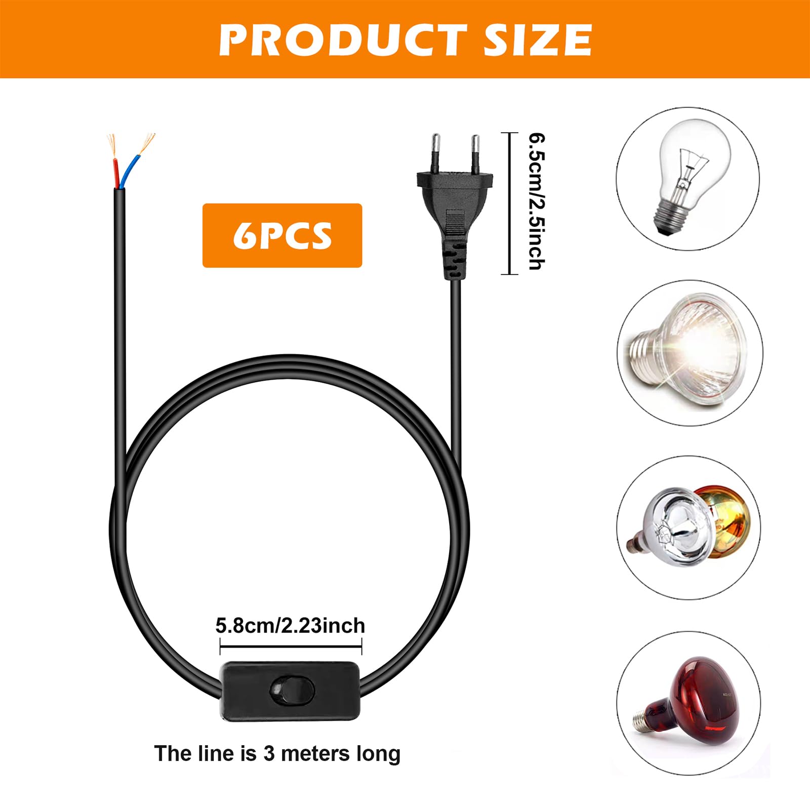 Cavo di alimentazione AC 220V con spina EU, rivesto in tessuto, con interruttore dimmer e portalampada E27 filettato per lampada a sospensione. 39 Cavo di alimentazione AC 220V con spina EU, rivesto in tessuto, con interruttore dimmer e portalampada E27 filettato per lampada a sospensione. 39
