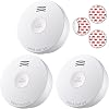Smoke Detector 10 Year Battery, Smoke Fire Alarm with Photoelectric Sensor, Easy to Install with Magnetic Mount, Smoke Detectors with Silence Button & LED Lights for Home, 3 Pack