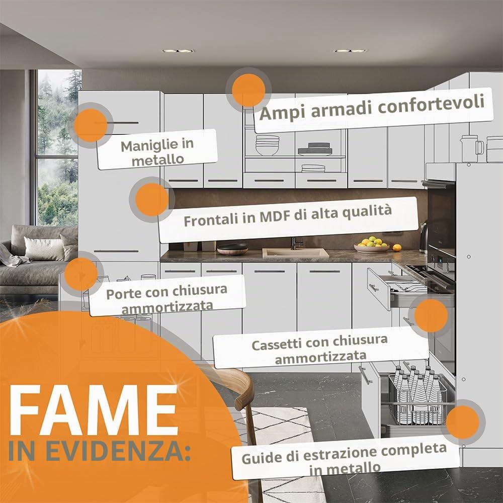 Vicco Mobile lavello cucina Fame-Line, Verde-oro rustico, 80 cm senza piano di lavoro, per la combinazione con altri moduli della serie Fame-Line