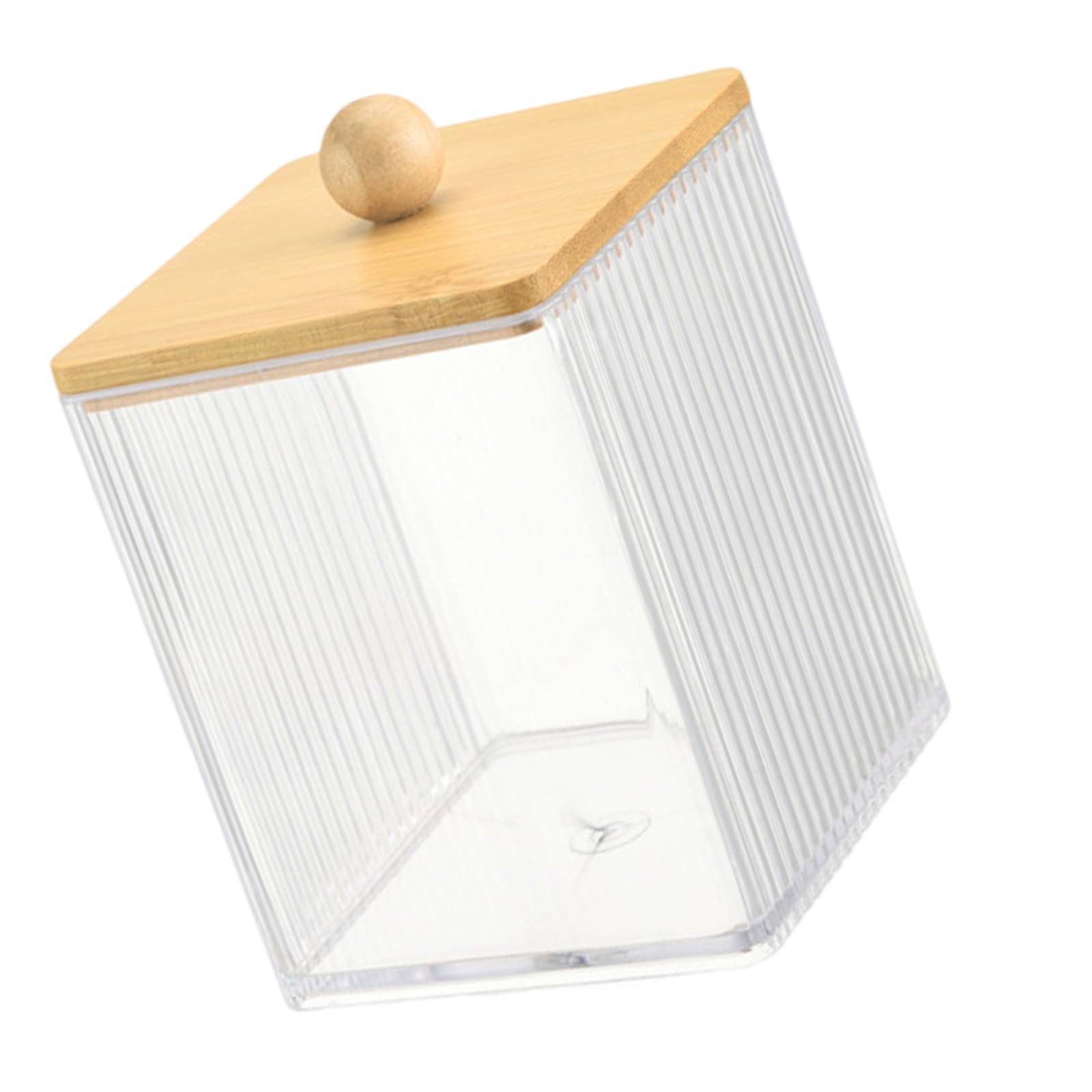 Yhplxyuus Sturdy Bathroom Storage Canister with Wood Lid Home Accessory for Organizing Cotton Swabs Covers Pads and Hair Bands Cotton Swab Container