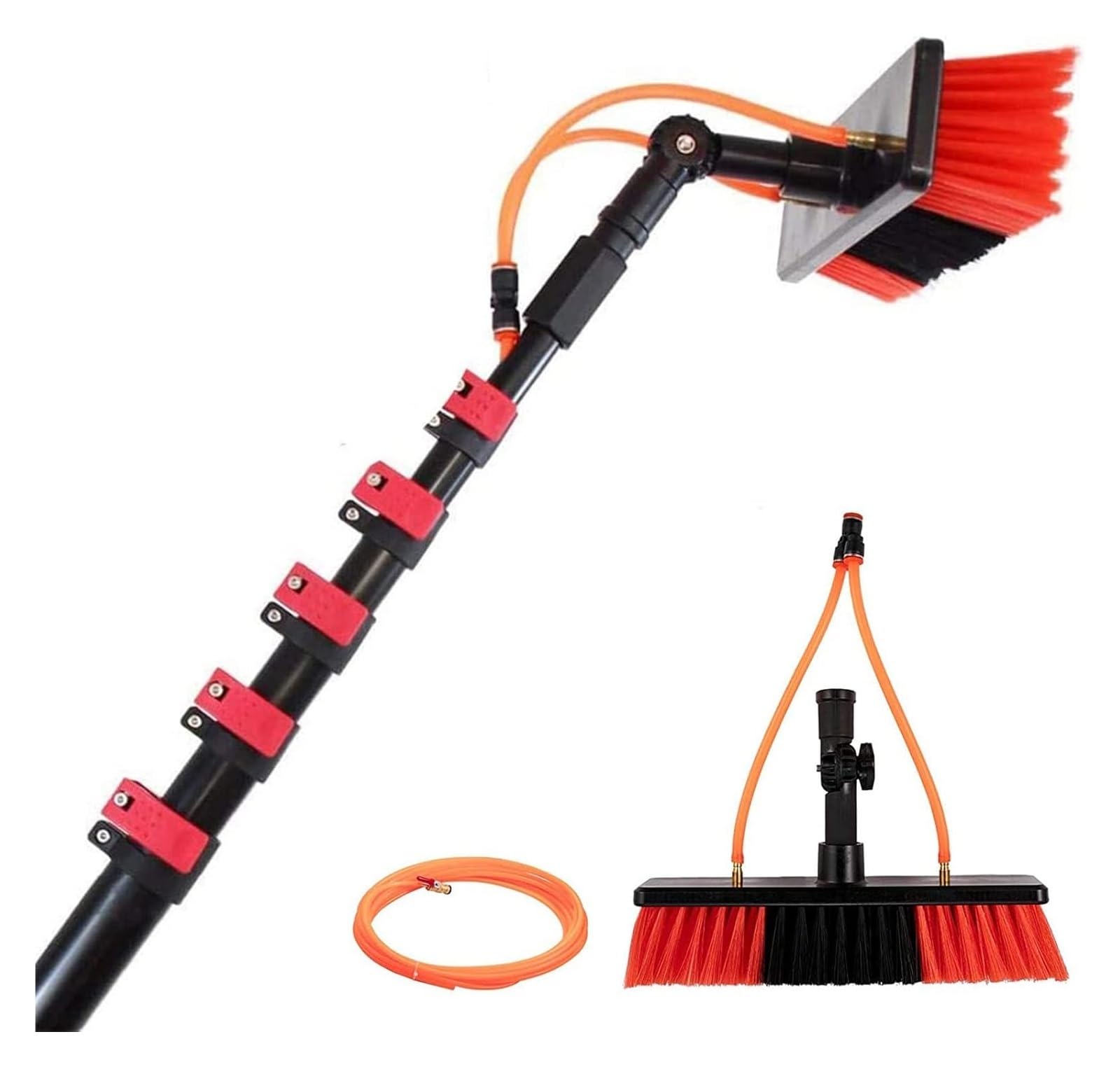 WEKONUMEX Telescopic Cleaning Brush, Water Fed Telescopic Brush 3.6-10.8M，Window Cleaning Pole，Solar Panel Cleaning Equipment(3.6M)