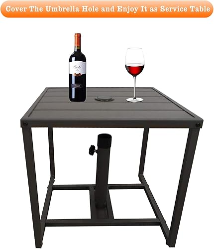 Miniatura 7 de Soporte de mesa para sombrilla de patio con agujero para paraguas, con 4 bolsas de arena, bases de sombrilla para exteriores, mesa cuadrada pequeña