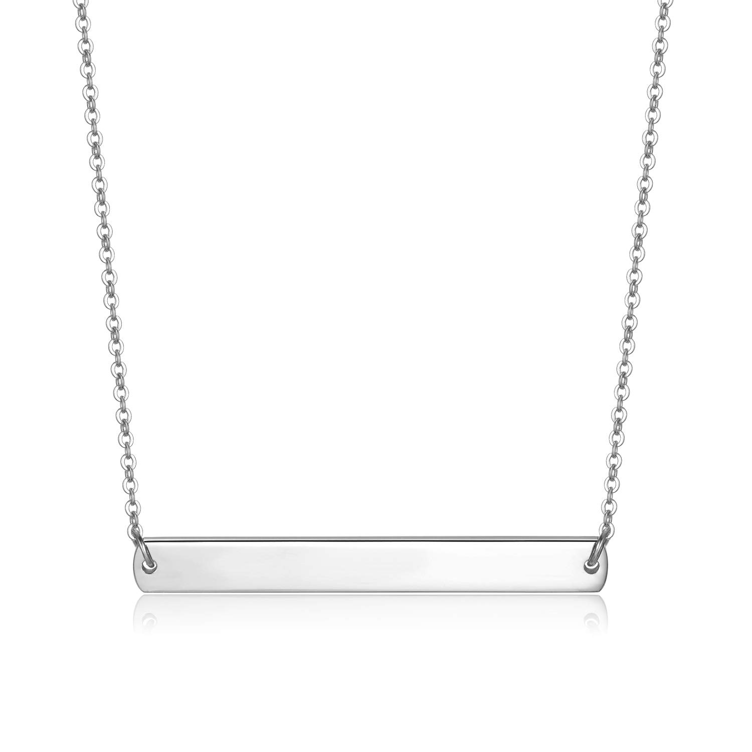 ZillalyGold Silver Rose Gold Horizontal Bar Necklace Stainless Steel 18K Gold Plated Bar Necklace Ladies Adjustable Chain