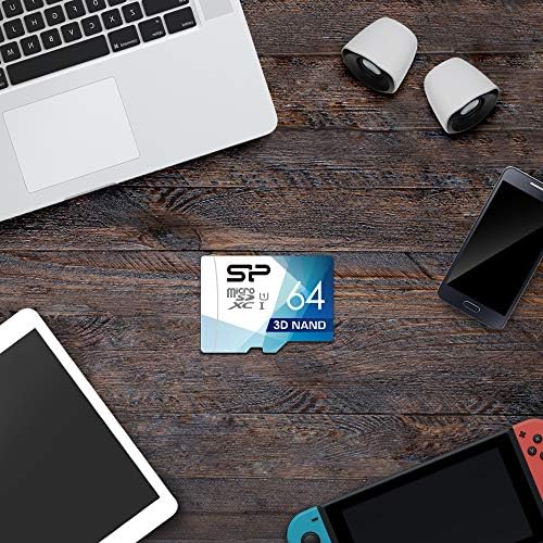 Silicon Power 64GB 3D NAND High Speed MicroSD Card for Dashcams and Home Monitoring + SD Adapter