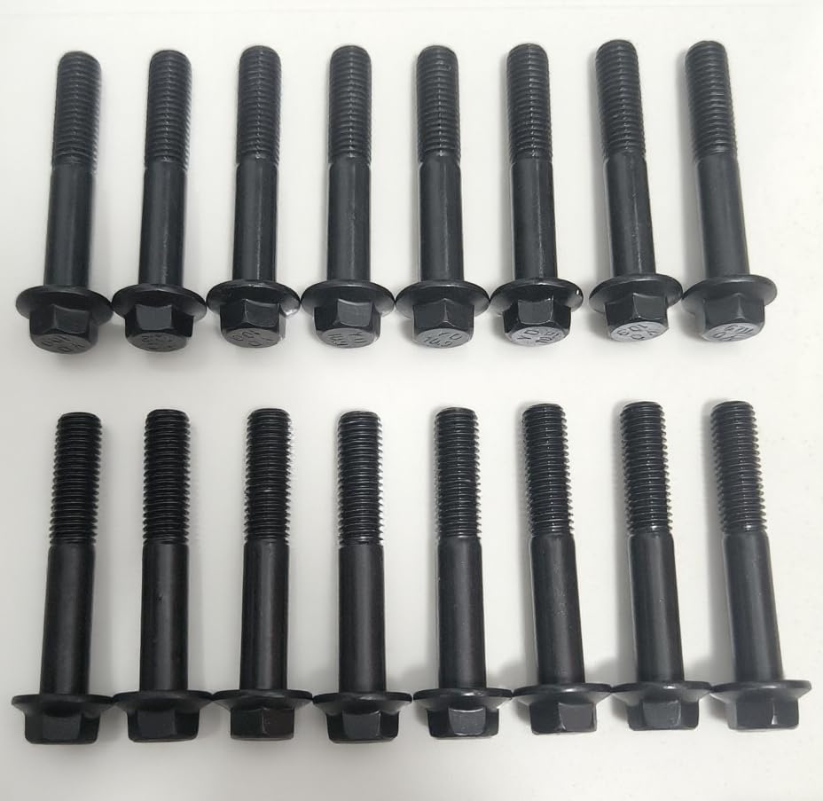 flanged Bolts for 7.3 Exhaust manifolds, Designed for Ford F-250 and F-350 Models with 7.3L Diesel Engines from 1994 to 2003. Sold as a 16-Piece Pack.