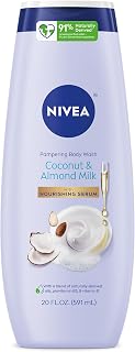 NIVEA Coconut & Almond Milk Pampering Body Wash with Nourishing Serum, Provitamin B5 & Vitamin E, Moisturizing 20 Fl Oz