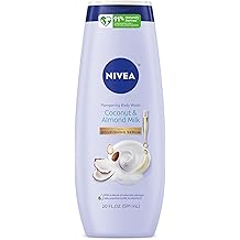NIVEA Pampering Coconut and Almond Milk Body Wash with Nourishing Serum, Moisturizing Body Wash for Women, Enriched with Provitamin B5 and Vitamin E, 20 Fl Oz Bottle