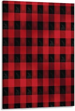 NFKHbous Decoration Canvas Poster Wall Art Decor Print Picture Paintings Red Black Buffalo Check Plaid Decoration Poster for Living Room Bedroom