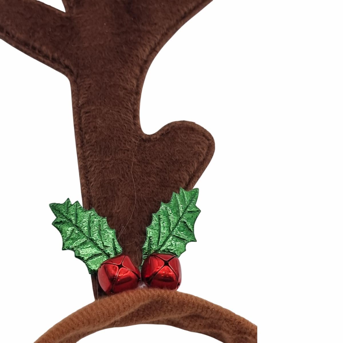 schone Christmas Reindeer Antlers Headband - Festive Adult Holiday Costume Accessory with Holly & Red Jingle Bells - One Size Fits All - Image 2