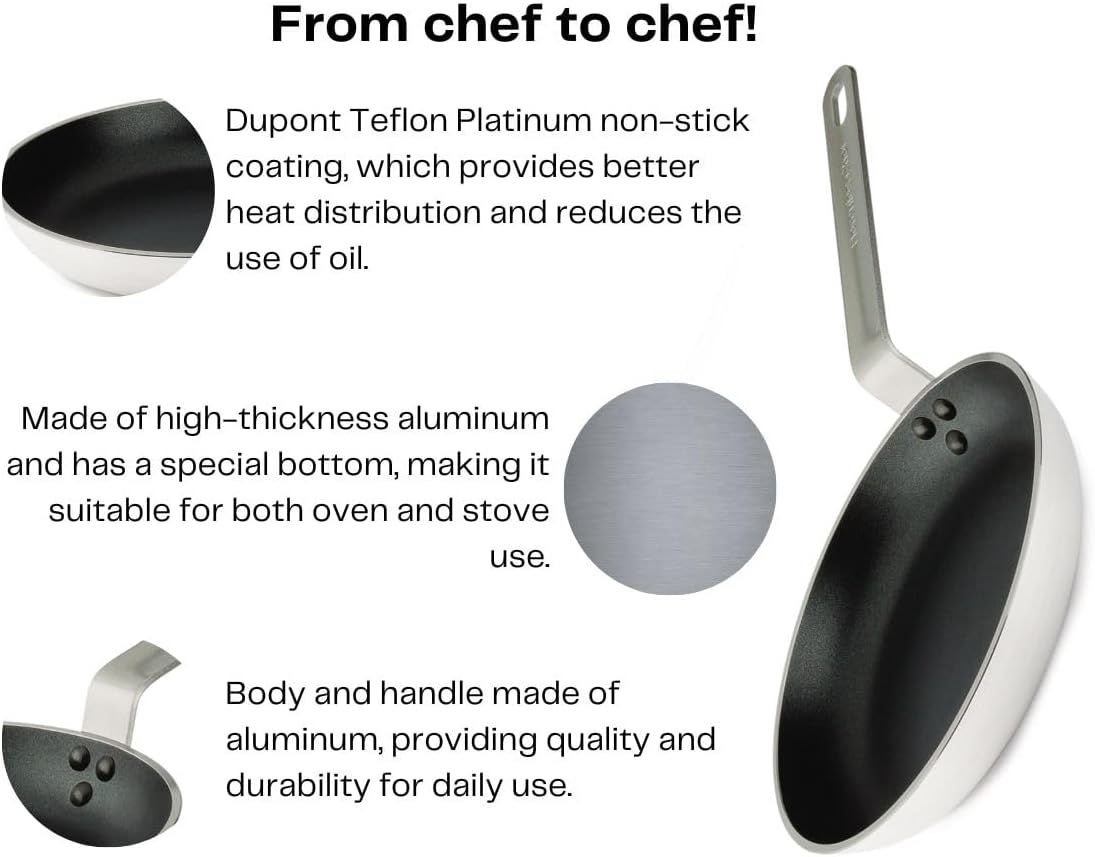 HERCULES - 9.4 inches (24cm) Professional Chef Non-Stick Cast Aluminum Teflon Frying Pan, Scratch resistant suitable for Stovetops and Ovens (PA7000-24)