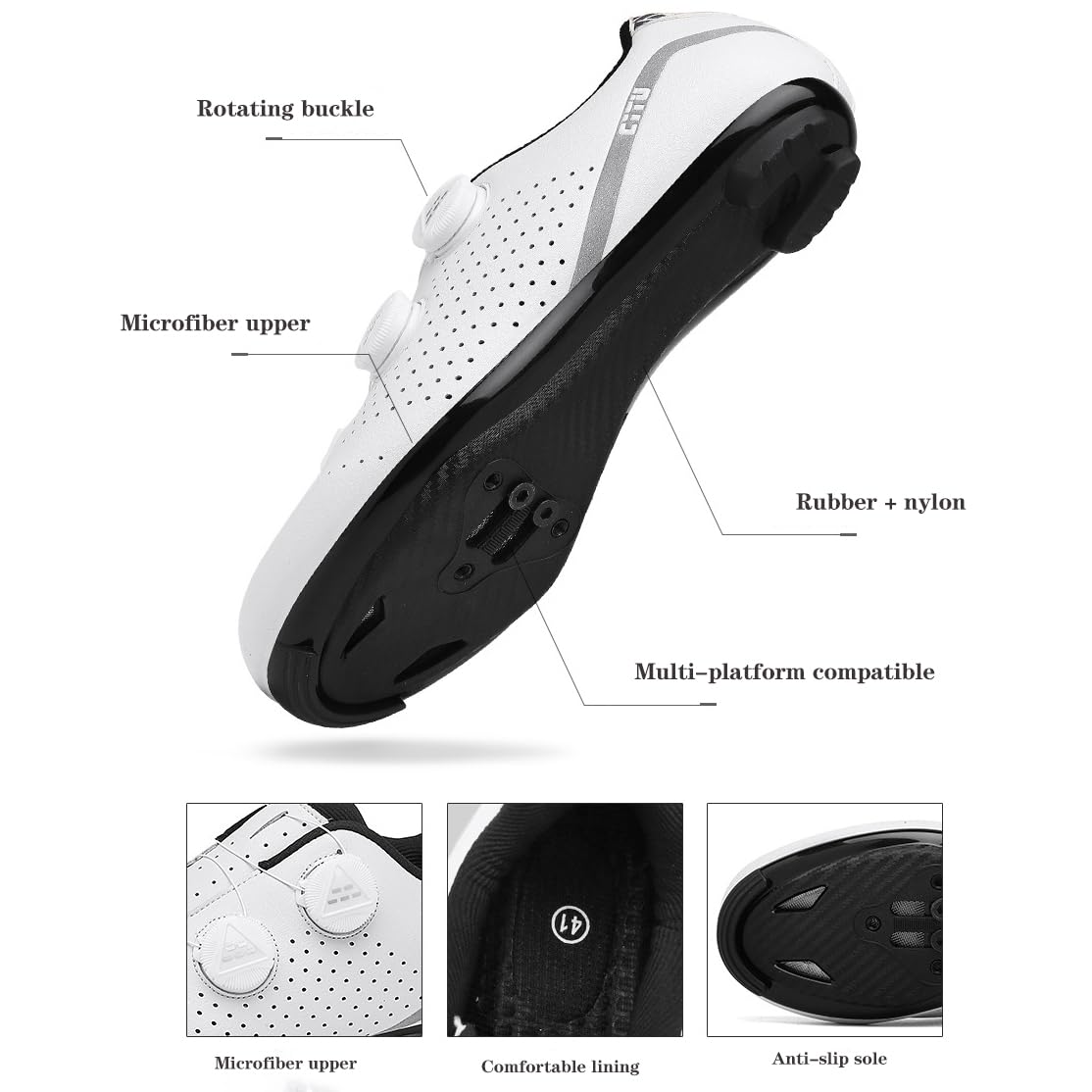 Buty do kolarstwa szosowego dla mężczyzn i kobiet, antypoślizgowe, wygodne, do jazdy na rowerze, oddychające, lekkie buty rowerowe z szybko obracającymi się sznurowadłami, do jazdy na zewnątrz i