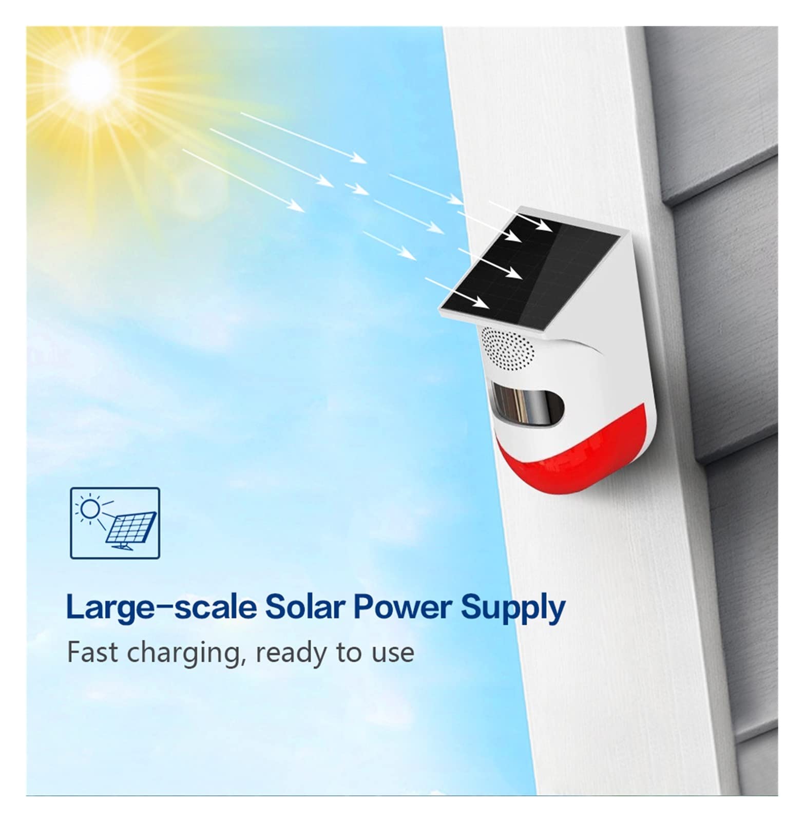 WiFi Red Light Flash Strobe Solaire extérieur Solar Infrarouge Sirène imperméable for TUYA Smart Life App Système d'alarme de sécurité Autonome à la Maison,SystèMe Domotique Multifonctionnel