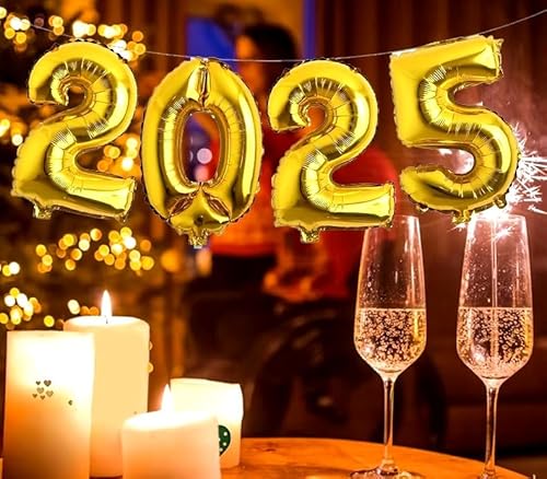 Kit Balão 2025 Decoração Ano Novo Reveillon Dourado 40cm