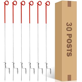 41 Inches Systems Pig Tail Step-in Fence Post,Electric Fencing Post,Stainless Steel for Fence for Garden and Livestock, Easy to Install and Move, Black