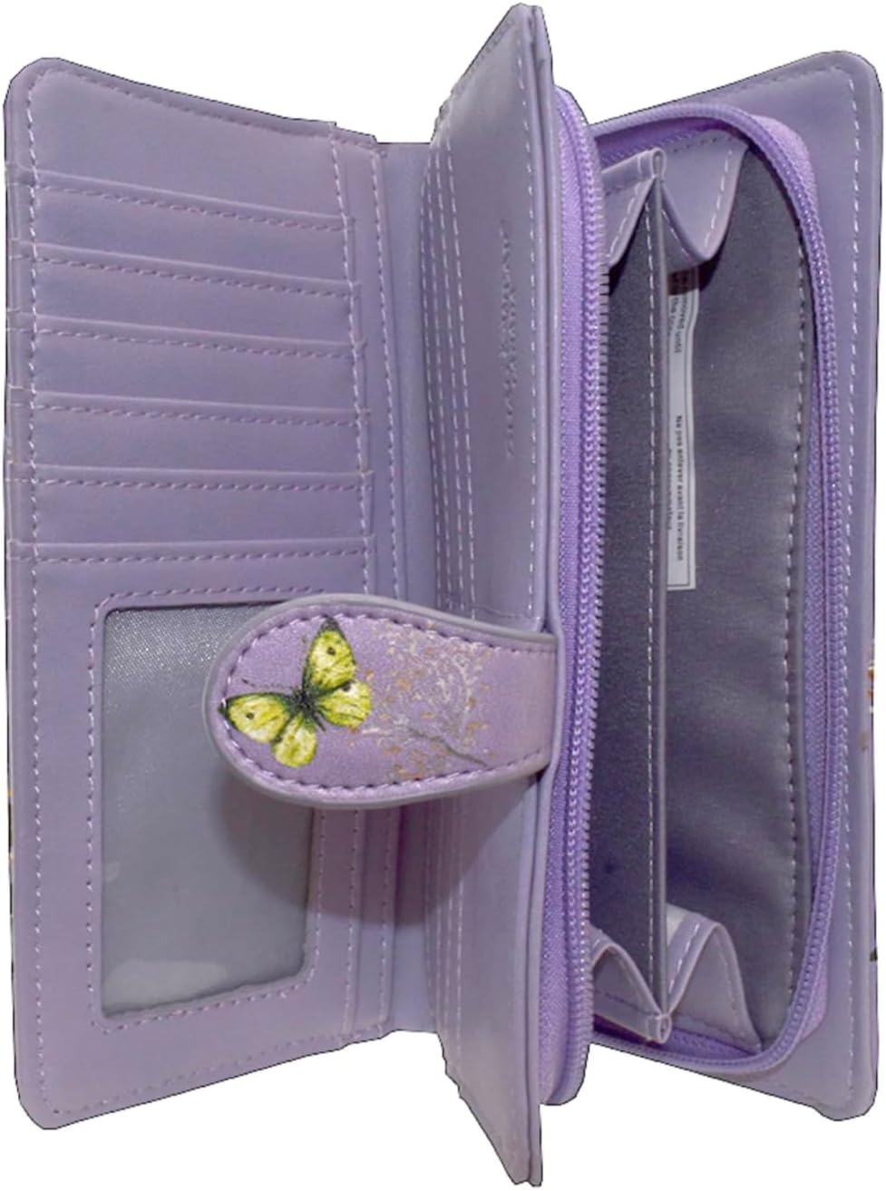 Shag Wear Floral Butterflies Wallet for Women – Vegan Faux Leather Purse with Butterfly and Flower Design, Nature Theme, Magnetic Snap Closure, Card and Bill Organizer (Purple, Large)