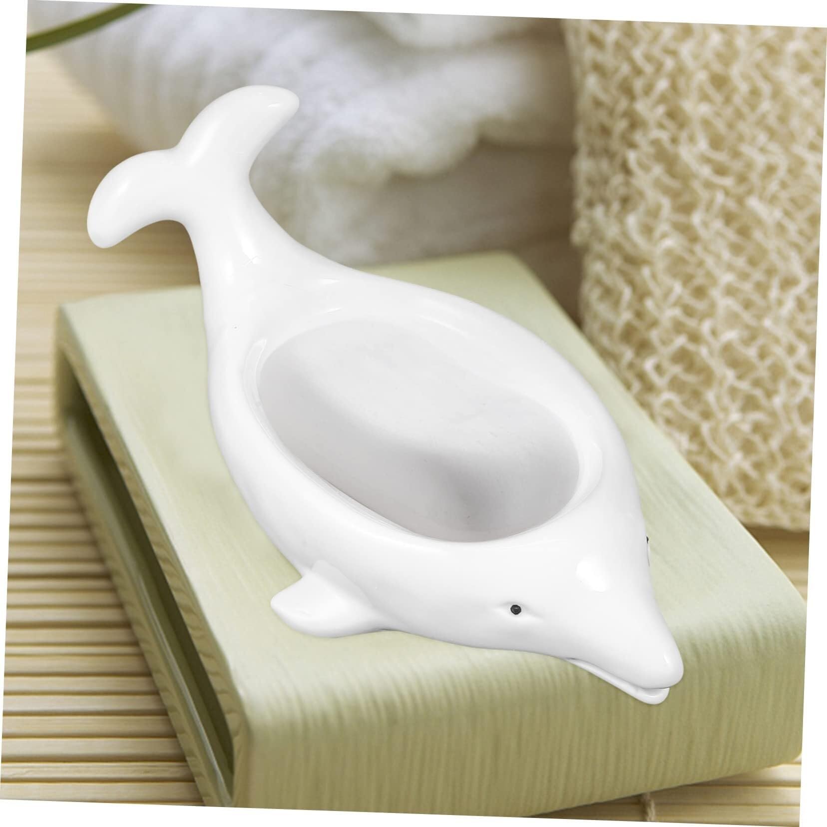 Jaboneras de baño Jabonera con Forma de Animal for baño, diseño Bonito y práctico Decoración estética para el baño(White,19.3X10.5X8CM)