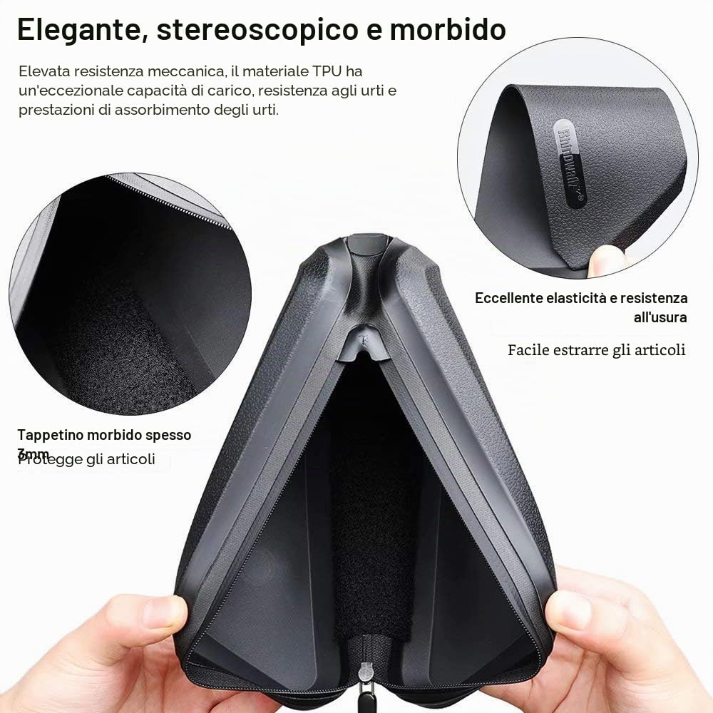 Rhinowalk Borsa da Bicicletta Impermeabile 1,5 Litri Con Tasca Anteriore per Tubo Superiore, Accessori per Bici, Nero
