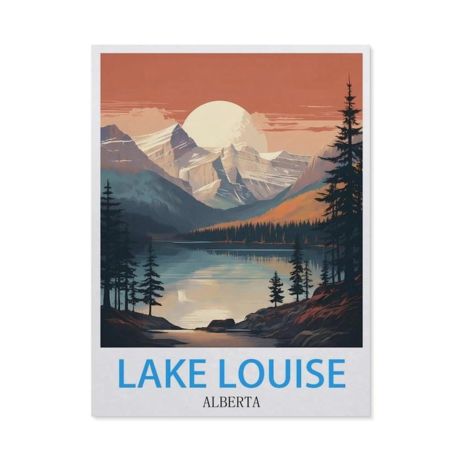 BEAYODKP 5D DIY Diamond Painting Kit，Lake Louise Arizona Vintage Travel Poster，Crystal Mosaic Full Drill Round Diamond Painting Embroidery Accessories（30 x 40 cm/11.81 x 15.74 inches）-BX37