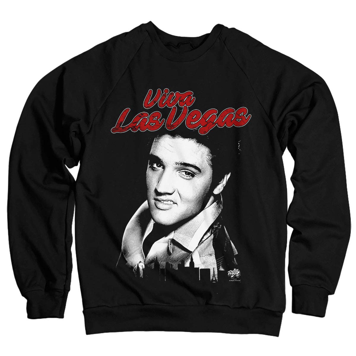 Elvis Presley Men's Black Officially Licensed Elvis - Viva Las Vegas Sweatshirt (Black) Small