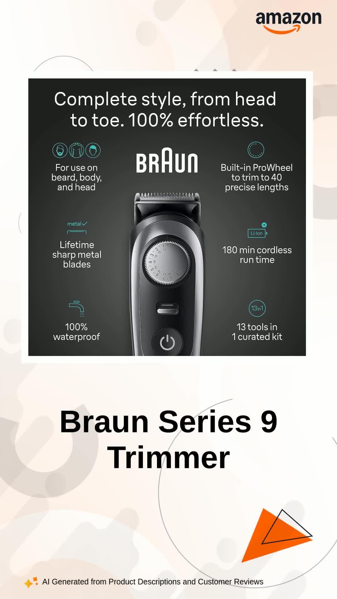 Braun All-In-One Style Kit Series 9 9440, 13-In-1 Trimmer For Men