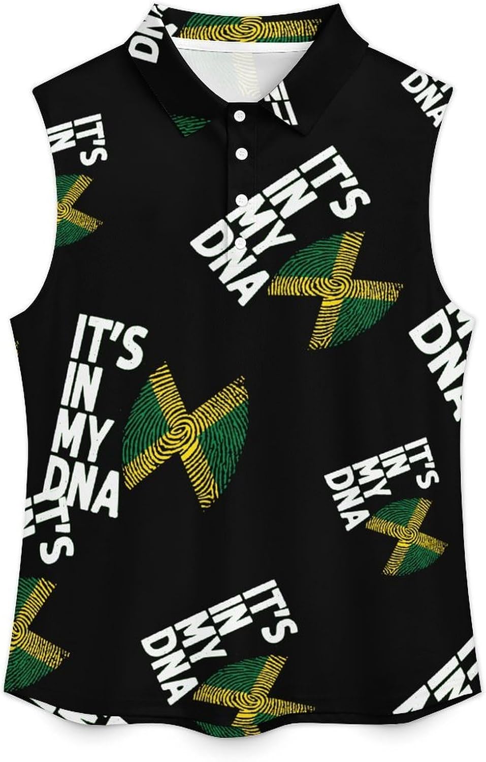 It's in My DNA Jamaica Flag Womens Golf Shirts Sleeveless Polo Shirts Collared Tank Tops