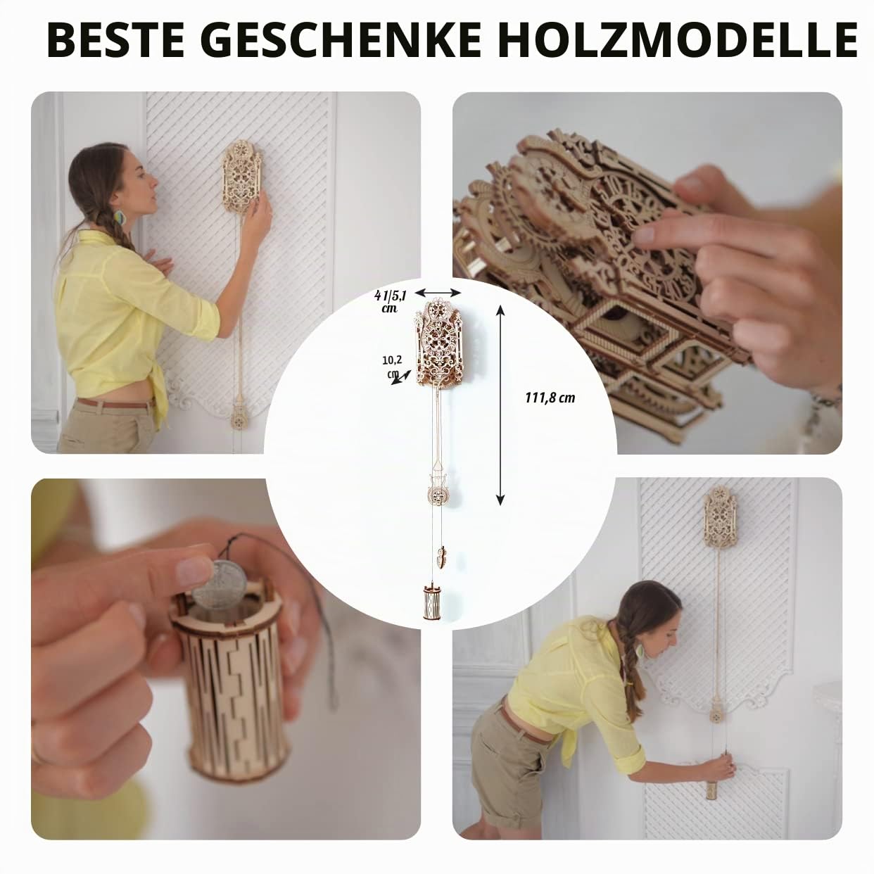Royal Clock - Mechanischer 3D Holzpuzzle Bausatz | Holzmodell zum Zusammenbauen | STEM Spielzeug für Erwachsene