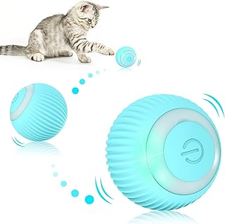 EXTFANS Cat Toy Electric Cat Ball with LED Light, Automatic 360 Degree Rollball Interactive Cat Toy with USB Rechargeable Interactive Cat Ball for Cats (Blue) product image