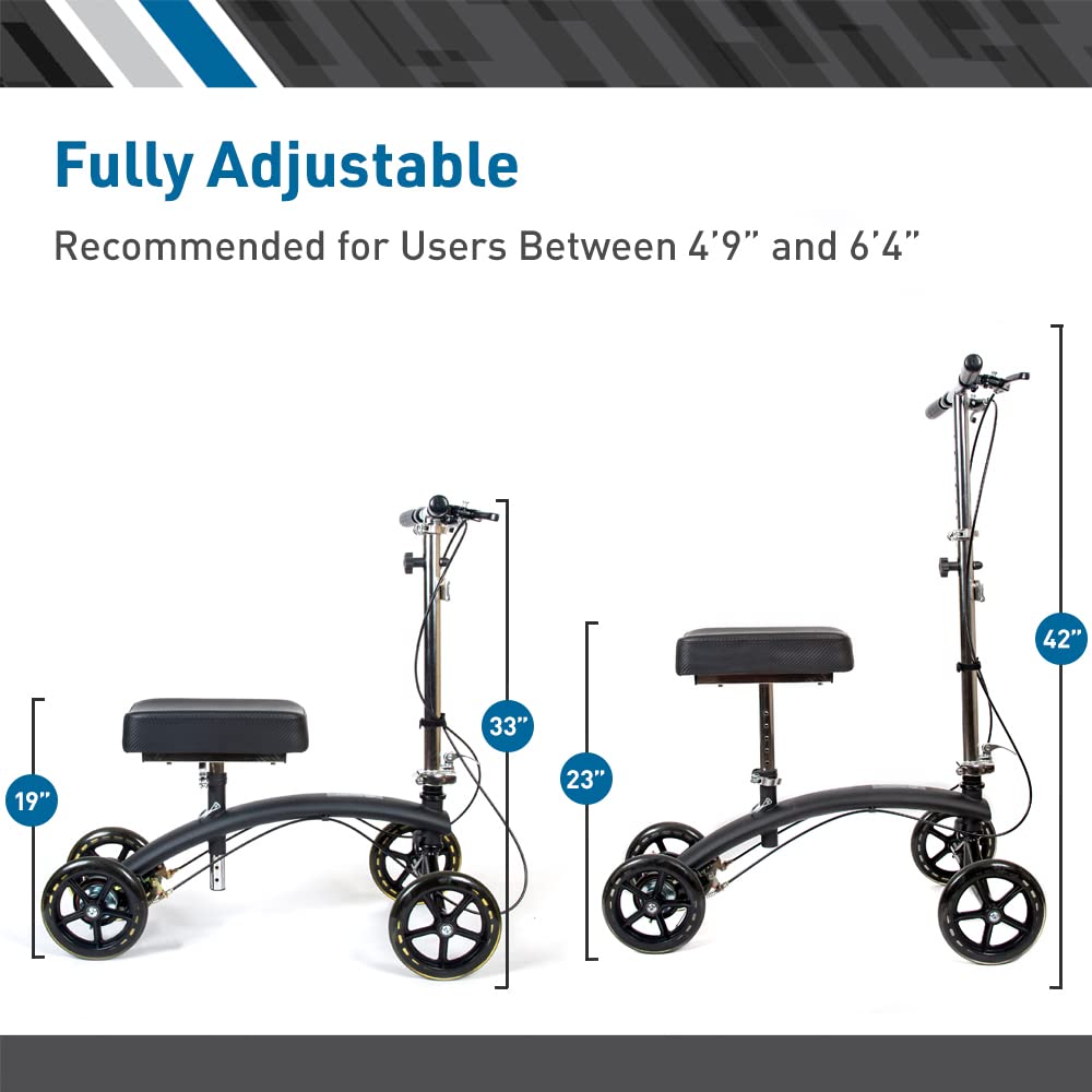 BodyMed Premium Knee Walker, Steerable for Foot Injuries - Adjustable Scooter with Dual Brakes & Metal Basket - Better Alternative to Crutches for Leg Recovery