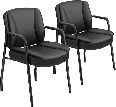 JUMMICO Office Guest Chair Reception Chair for Office Reception Lobby PU Leather Waiting Room Chair with Armrests Executive Office Chair Upholstered Set of 2