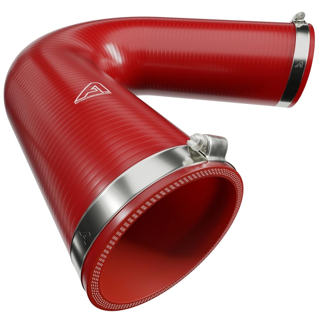 135° Red Silicone Elbow Attachment for 51mm Gutter Cleaning Poles - Flexible Head Connector for Easy Angled Access with Hose Clip Kit