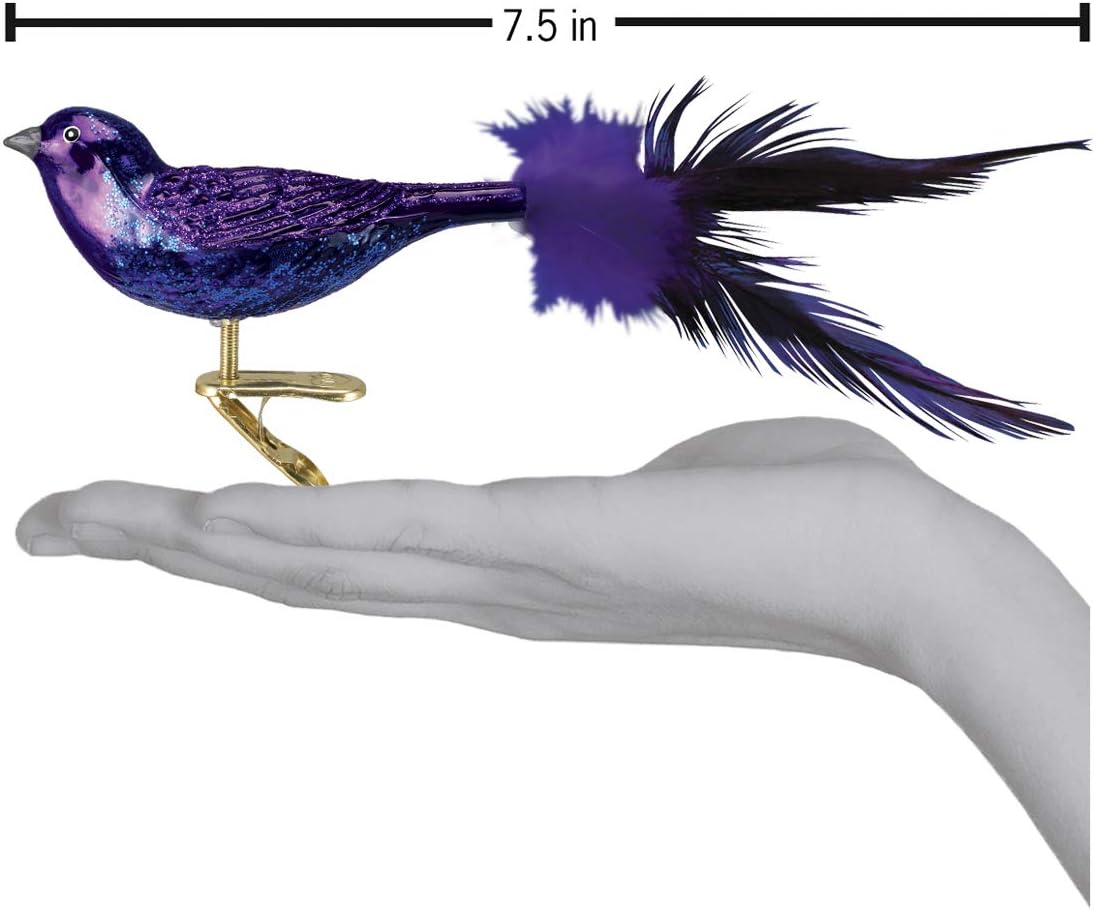 Old World Christmas Purple Martin Glass Blown Ornament for Christmas Tree, Handcrafted Holiday Decoration, Bird Watcher Clip Collection