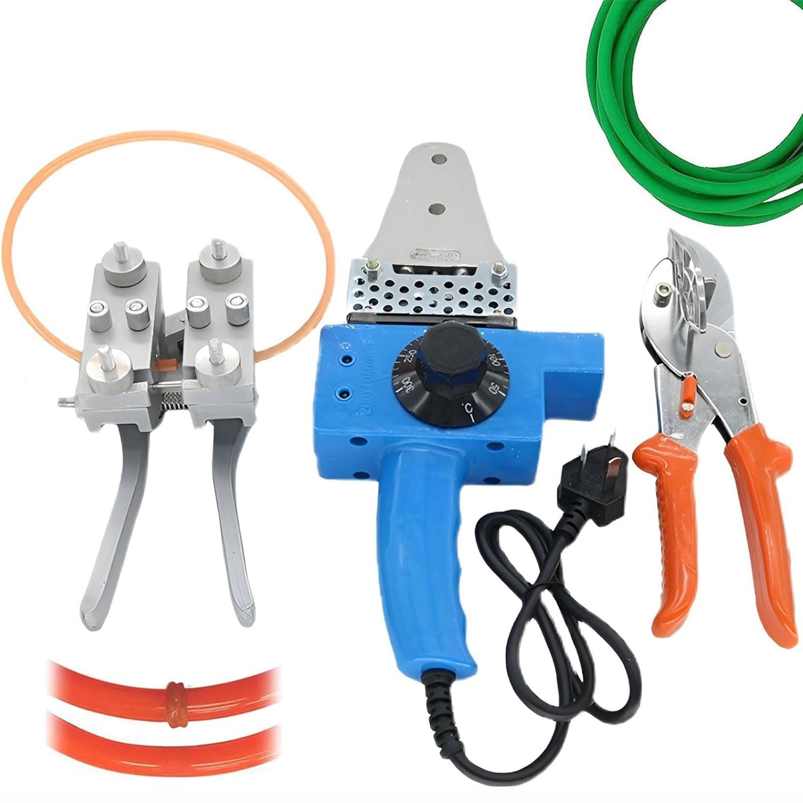 Qyoegsq One Color Pu Round Belt Welding Machine,Electric Polyurethane Belt Hot Melt Machine With Scissor & Fixture,Pu Belt Welder Connector 300℃(Pu Belt Welder+Scissor+Fixture),For Cutting Pvc Ppr Pe Pipe Wire