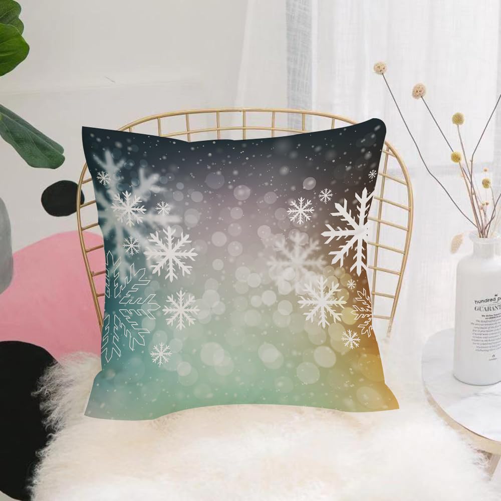 HYMSXW Cushion Cover,Throw Pillow Case Home Decorative for Living Room Bedroom Sofa Chair 20X20 Inch,Christmas background, a series of diverse snowflakes, filled with multicolored,Pillowcase 50X50cm
