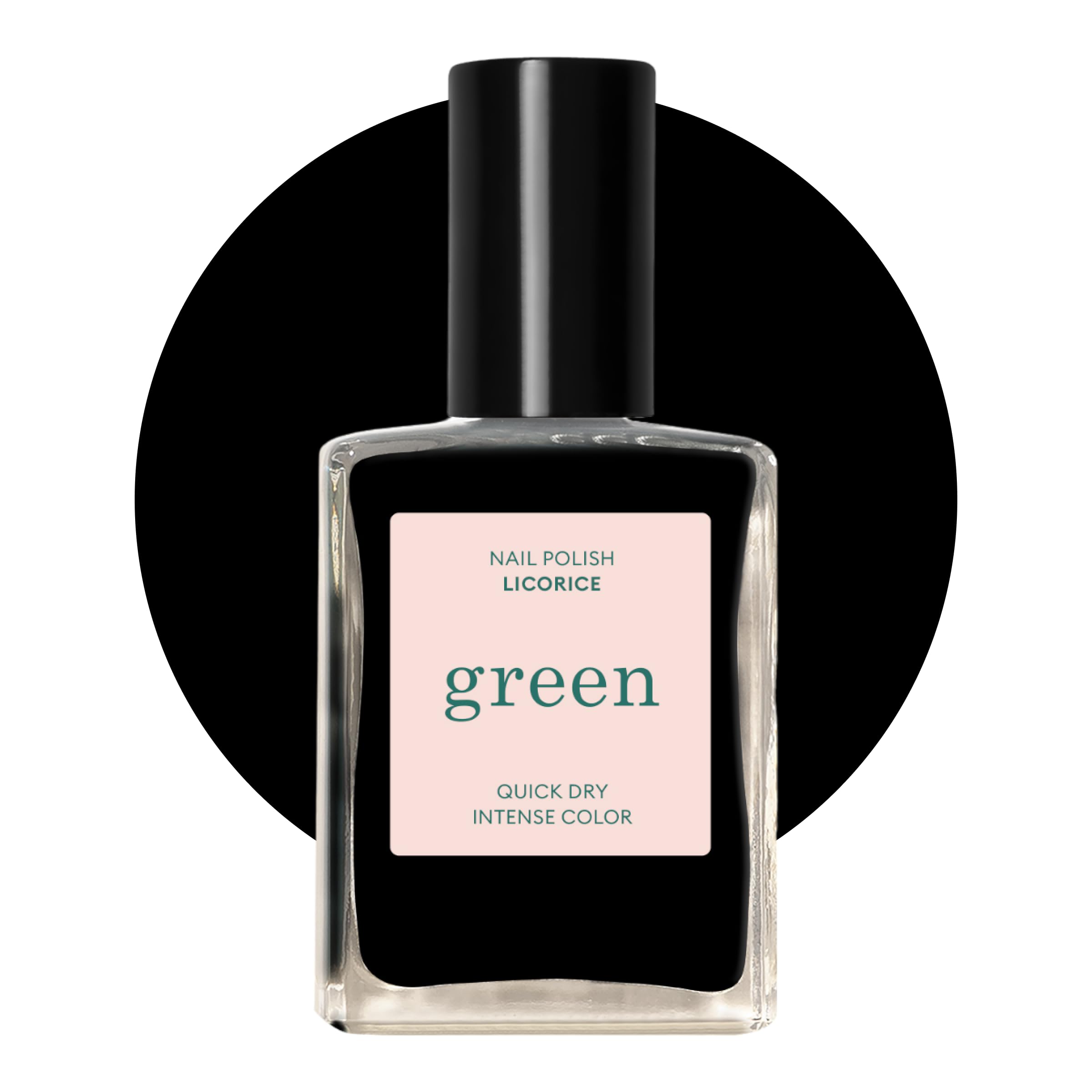 Manucurist Green Vernis à Ongles Noir Licorice - Vernis à Ongles Classique 9-​Free, Vegan et Bio Sourcé - Effet Manucure Professionnelle - Nail Polish - 15ml