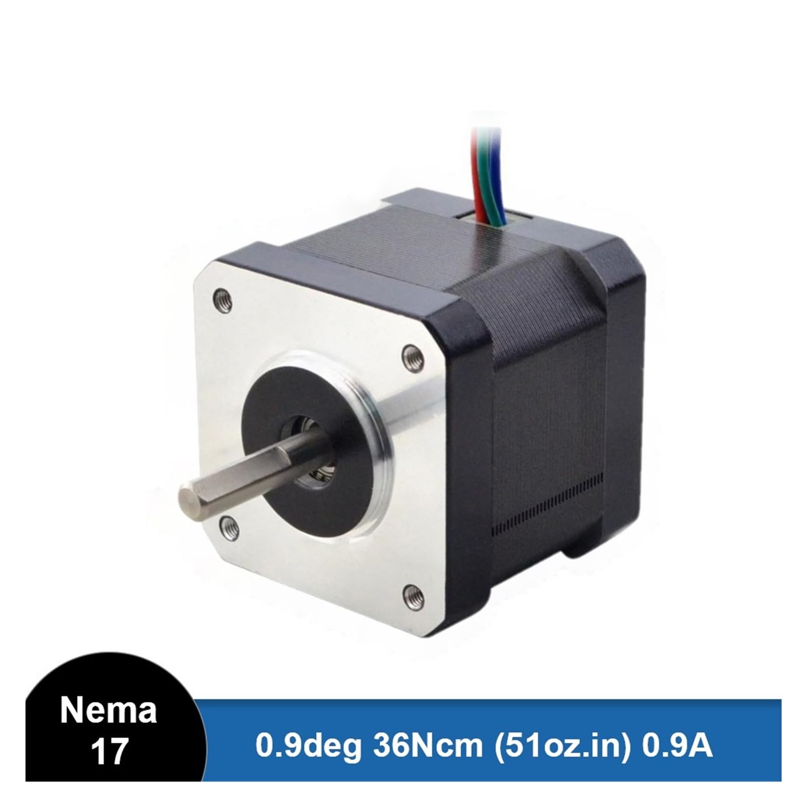 Nema 17 silnik krokowy 0,9 stopni, silnik krokowy 36 Ncm (51 oz), 0,9 A, 4-przewodowy, 40 mm