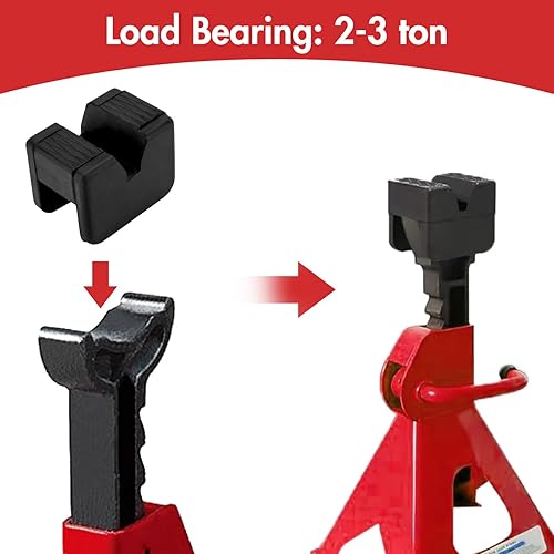 Miniatura 5 de Toolly Paquete de 4 adaptadores de almohadilla para soporte de gato, 2-3 toneladas universal de goma resistente con marco ranurado riel protector de