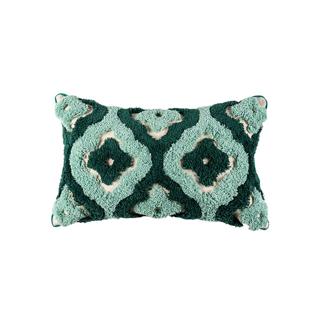 Kissenhülle Boho, Retro Grün Geometrisches Muster Getufteter Jacquard Baumwolle Dekorative Kissenbezüge Marokkanisches Boho Ethno 45X45Cm Dekokissen Bezüge Für Sofa Schlafzimmer Wohnzimmer,30X5