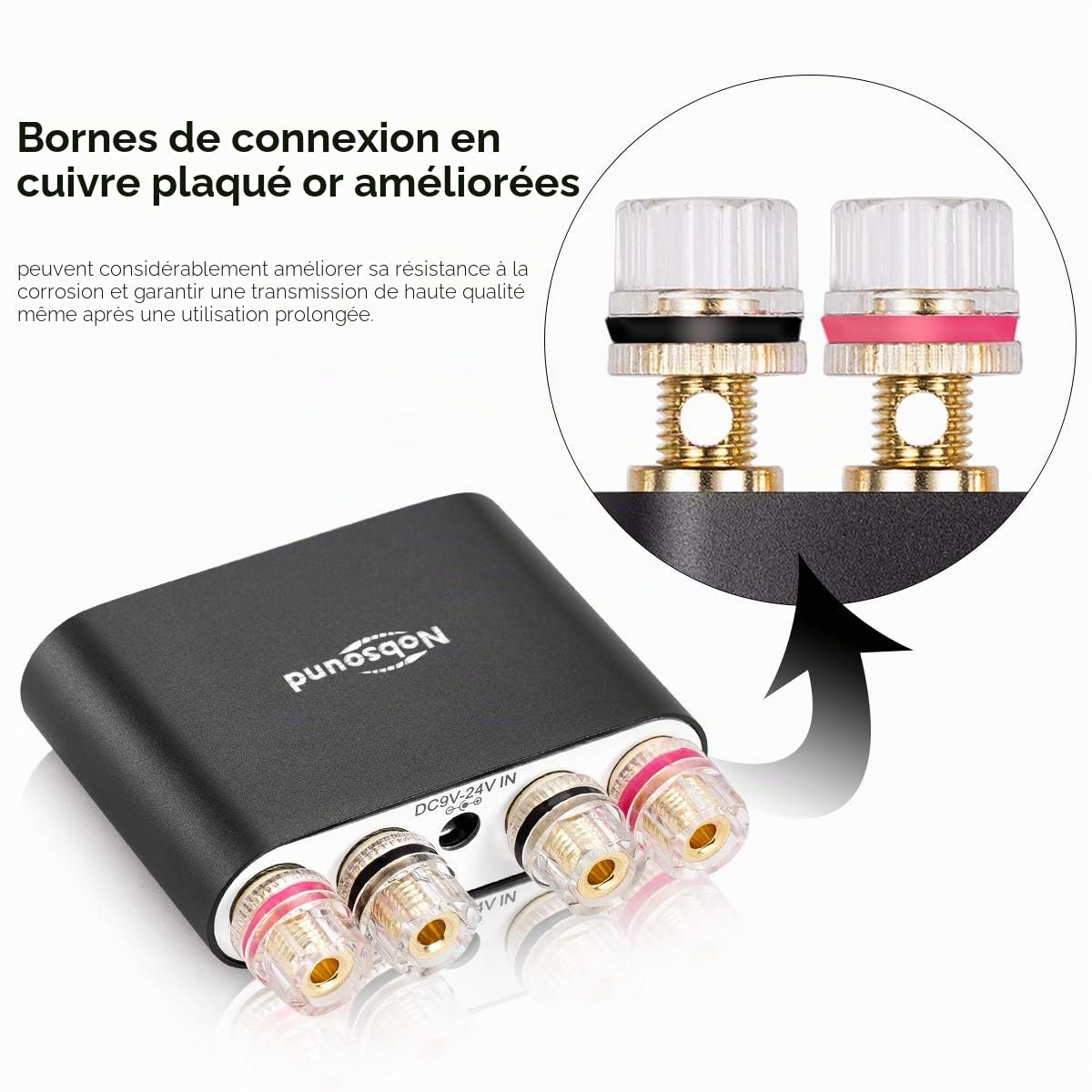 Mini-amplificateur numérique Nobsound NS-10G Pro Hi-Fi DSP - 100 W - Avec système bluetooth 5.0 - Audio stéréo à 2 canaux - Pour une utilisation à domicile