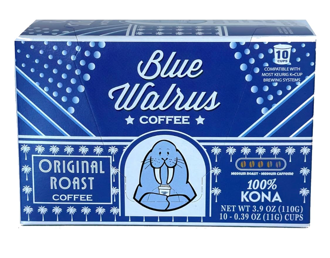 100% Kona Coffee Single Serve Pods - Medium Roast - Gourmet Premium Coffee - 10 K-Cup Single Serve Pods