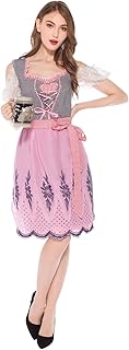 Vestido tradicional tradicional para mujer, moderno, tirolesa para mujer, vestido largo de tirolesa, color rosa, elegante, vestido tradicional bávaro, vestido de tirolesa, vestido tradicional