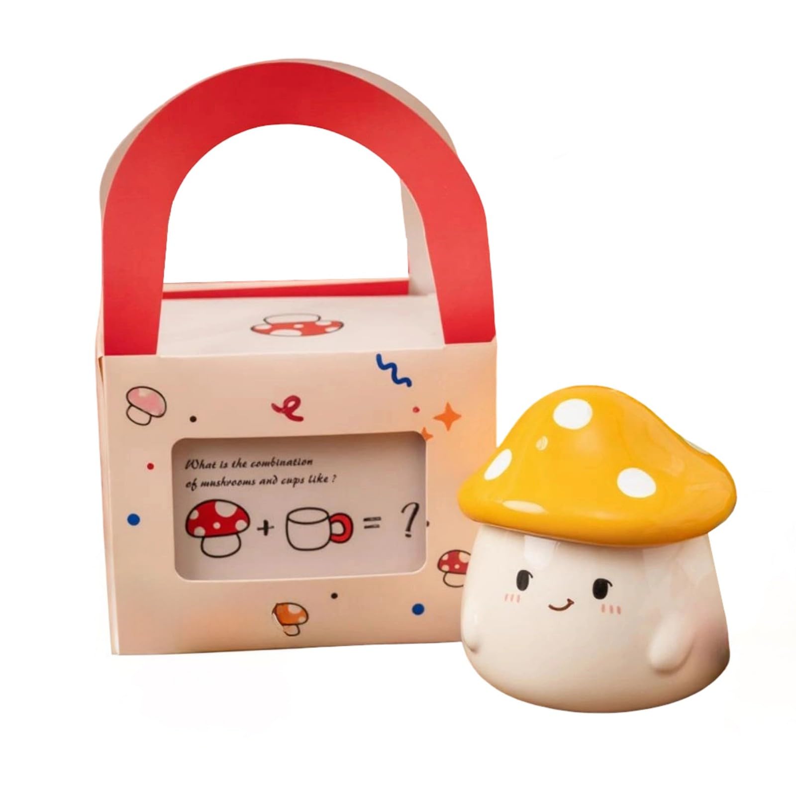 Buxuaaaa Porcelain Mug Birthday Her with Portable Lid and Mushroom Designs Birthday Gift