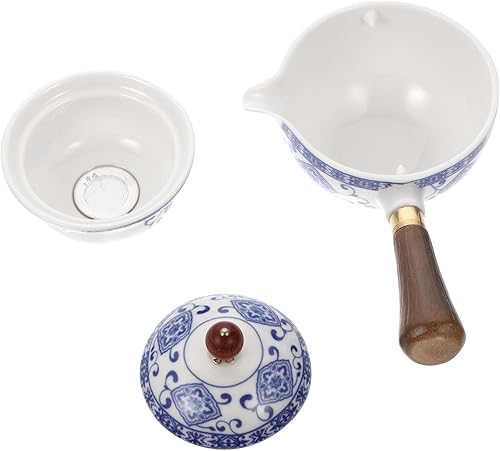 Miniatura 4 de DOITOOL - Tetera de cerámica con mango lateral, tetera de porcelana giratoria de 360° con filtro, juego de té de gongfu, dispensador de té flotante