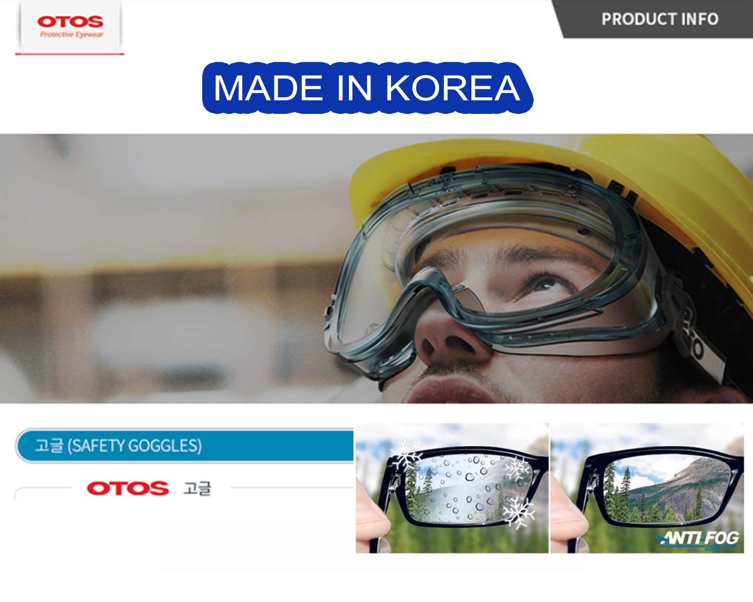 OTOS Safty Goggles, Protective Anti Splash Safety Goggles, Wood, Stone work, Protective Eye Protection From Splash, MADE IN KOREA