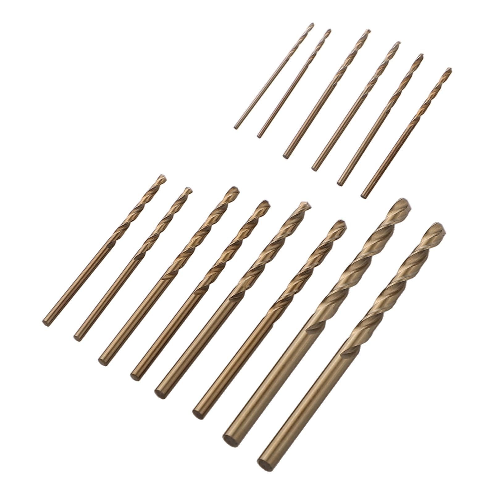 Juego de 14 brocas de cobalto Hss M35 de 1-4 mm (1 mm/1,5 mm/2 mm/2,5 mm/3,5 mm/4 mm) punto dividido 135° resistente al calor para metales endurecidos de acero inoxidable madera estándar del Reino
