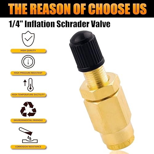 Miniatura 4 de Adaptador de válvula Schrader de inflado de aire de 14 de pulgada con empuje para conectar (aprobado por DOT) para tubería de línea de aire de 14
