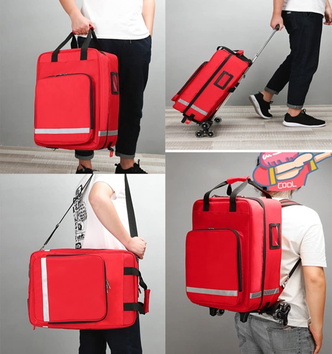 Profesjonalna apteczka pierwszej pomocy Trolley Medical Box, wodoodporna tkanina Oxford, torba na akcesoria medyczne, torba na samochód, wędrówki, plecak, kemping, podróże