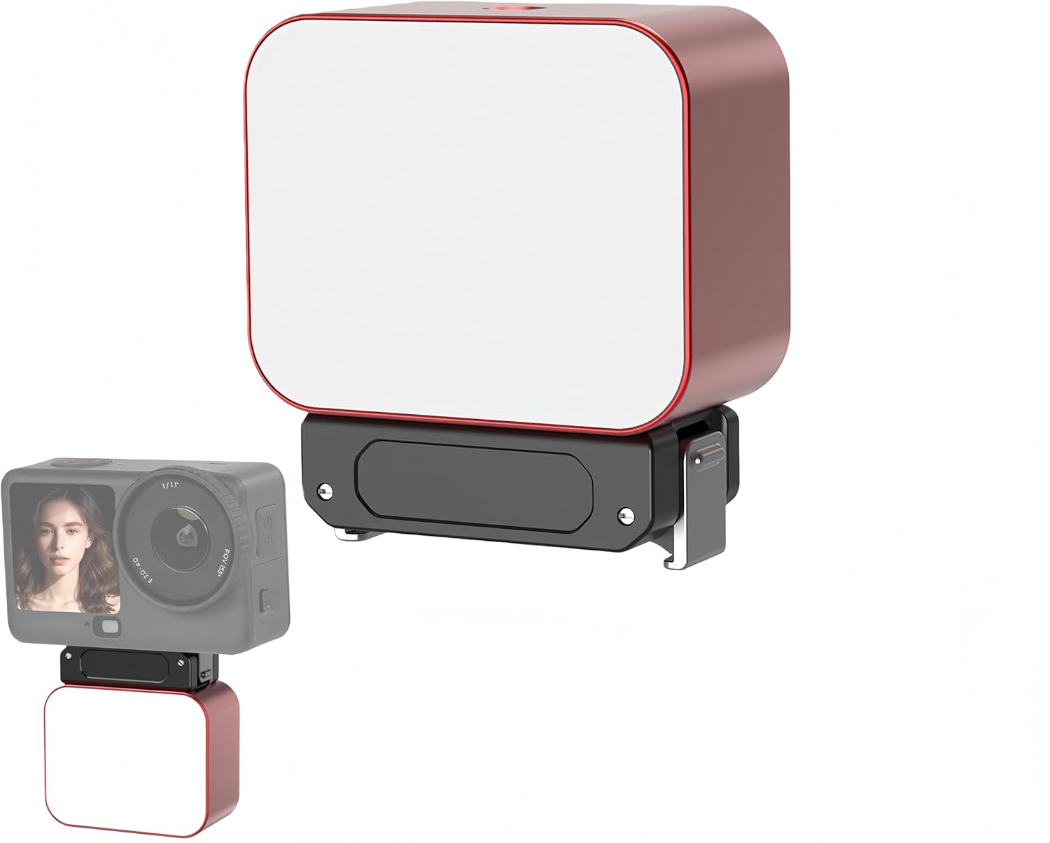 Mini Magnetic LED Light Compatible with Action 6 – Aluminum Body, 5-Hour Battery Life, 3 Color Temperatures & 5 Brightness Levels for Vlogging (Rose Gold(Action6))