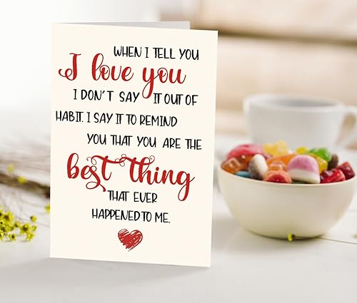 Miniatura 6 de Tarjeta de San Valentín con texto en inglés "When I Tell You I Love You", regalo de aniversario, boda, cumpleaños para esposa, marido, novia, novio,